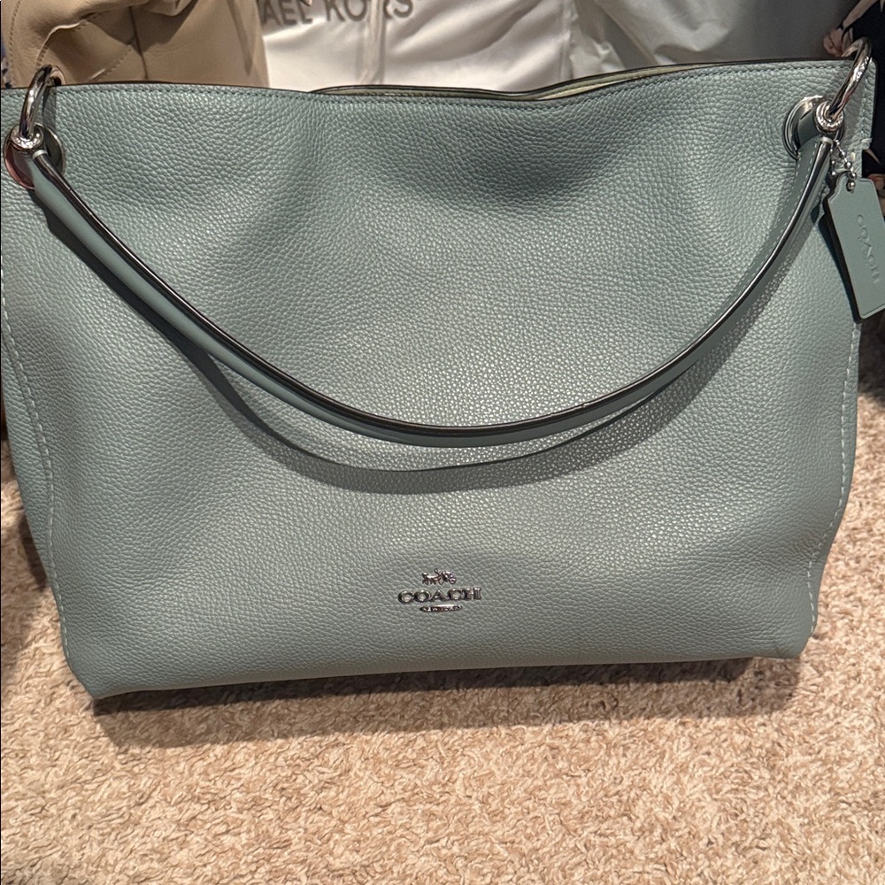 Coach Clarkson Medium Hobo Bag - Polished Blue Pebble Leather
